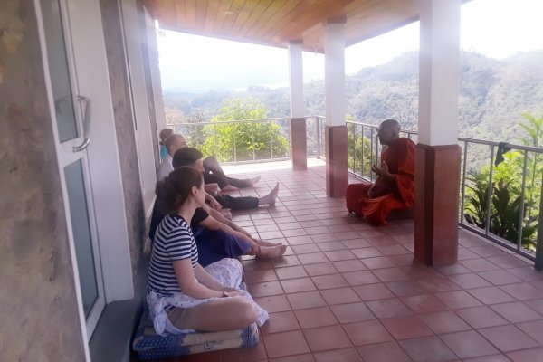 Meditate with monks in a mountain in Ella